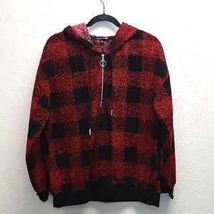 rxb Buffalo Plaid Sherpa Quarter Zip Hoodie